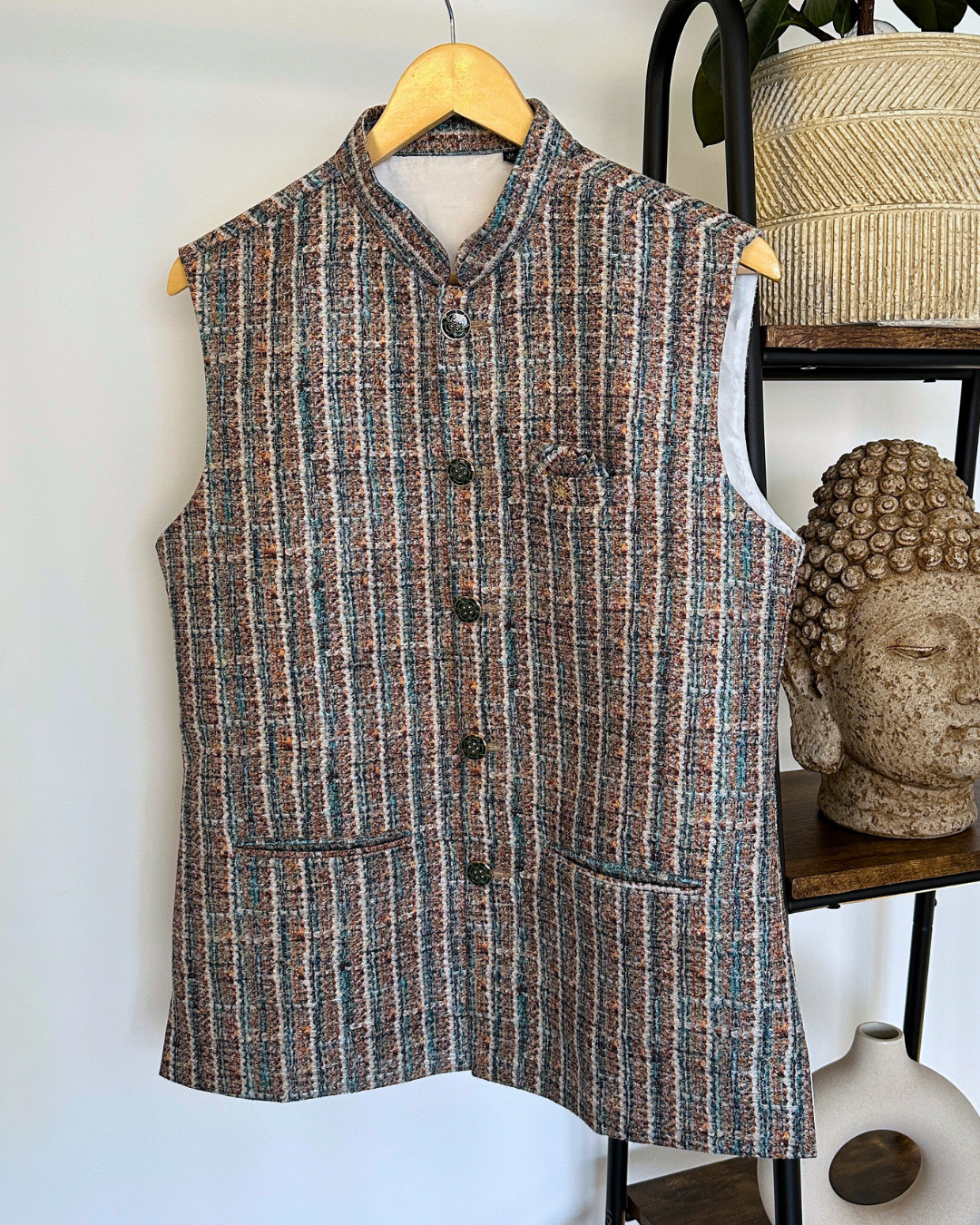 Boucle Blue Nehru Jacket