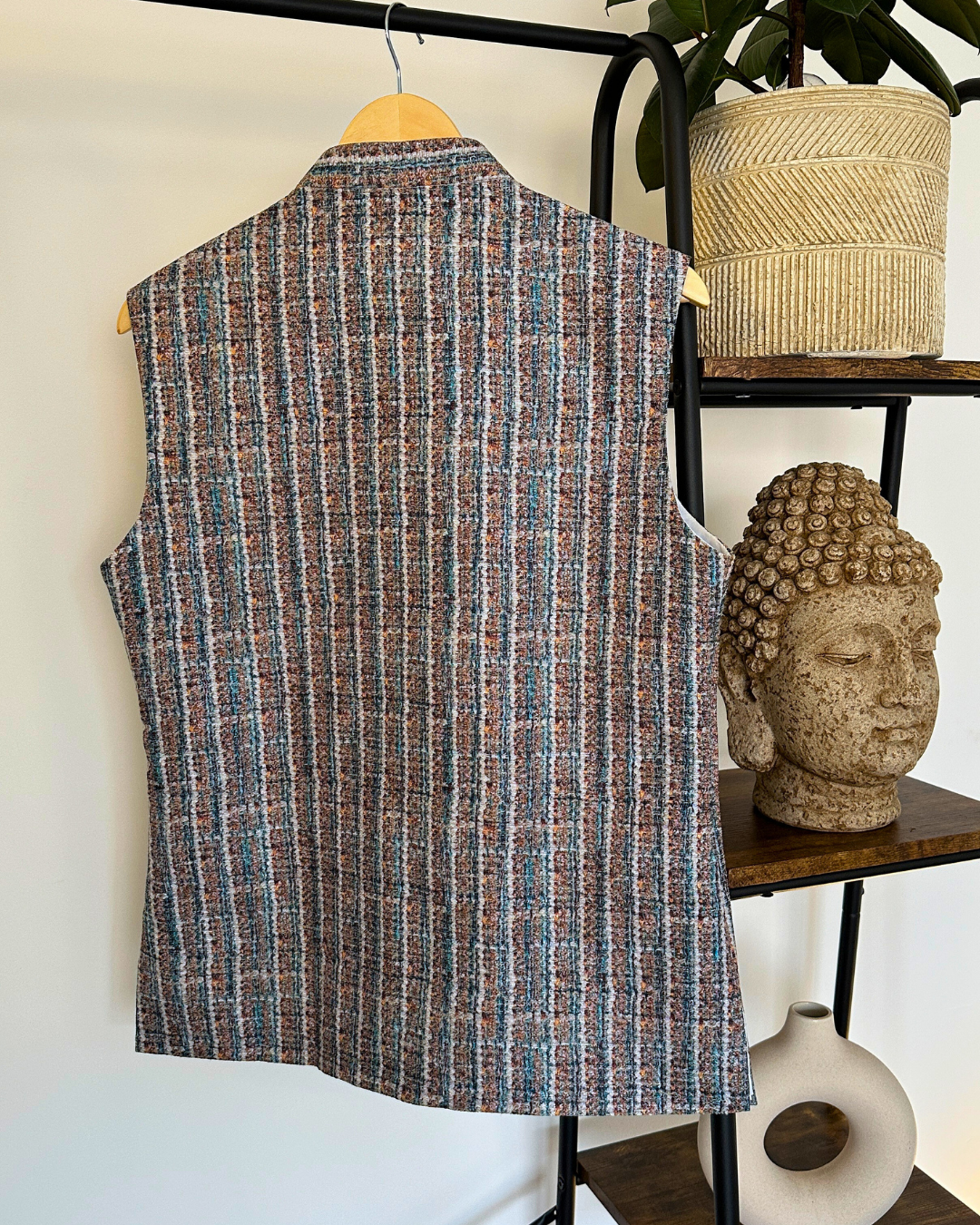 Boucle Blue Nehru Jacket