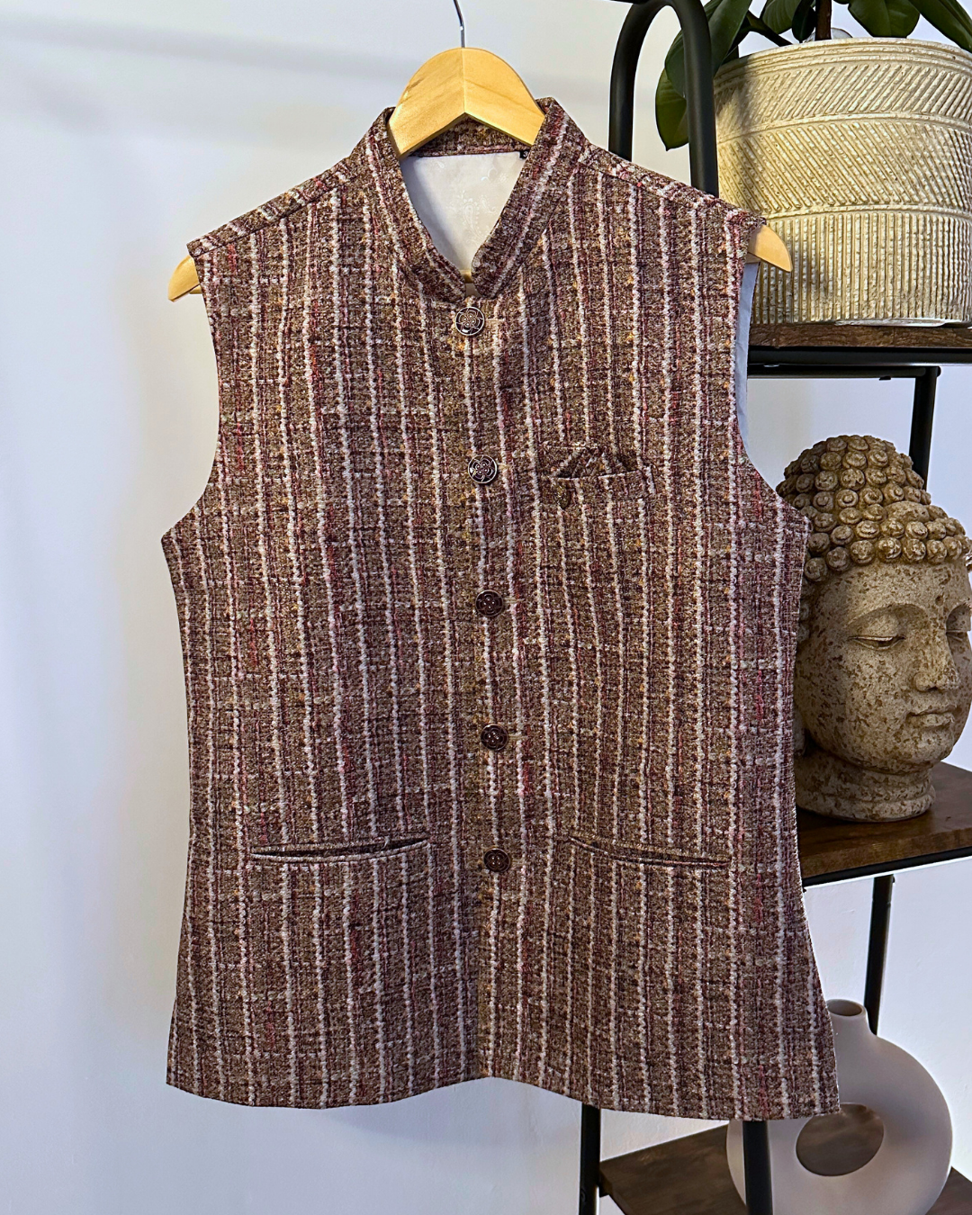 Boucle Pink Nehru Jacket