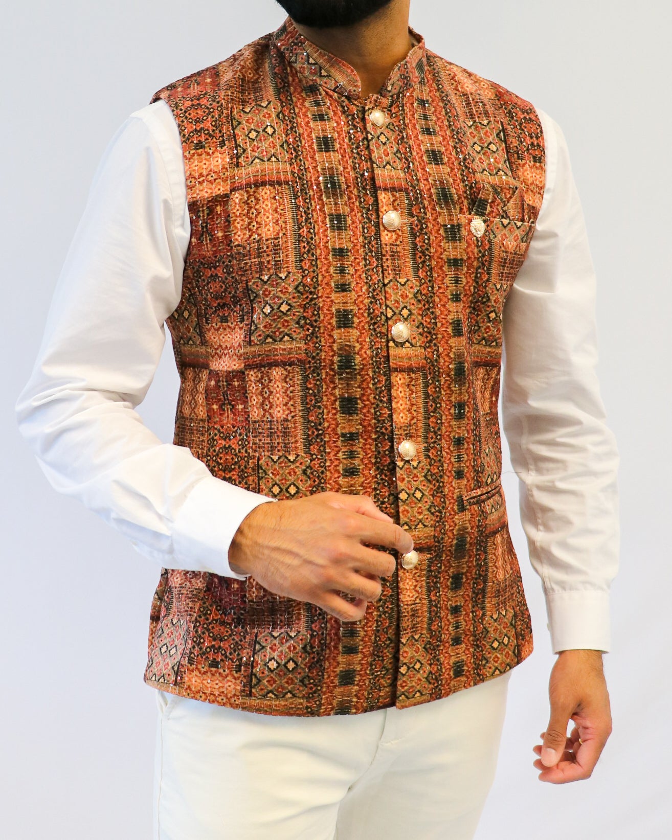 Light Mosaic Nehru Jacket