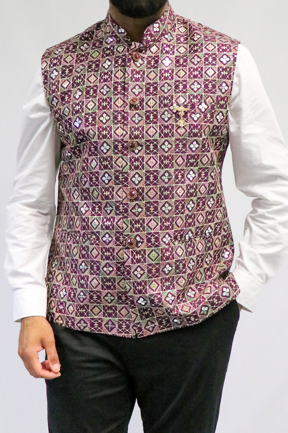 Sequin Plum Nehru Jacket