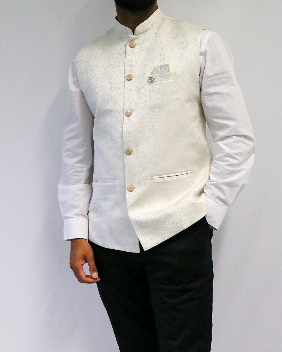 White Luxe Nehru Jacket