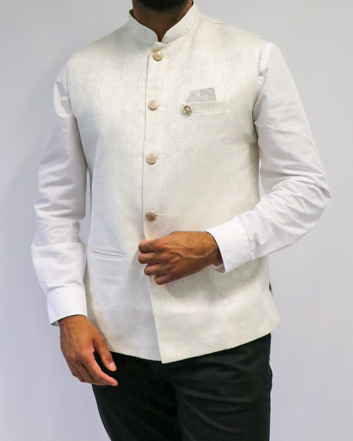 White Luxe Nehru Jacket