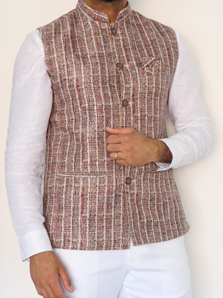 Boucle Pink Nehru Jacket