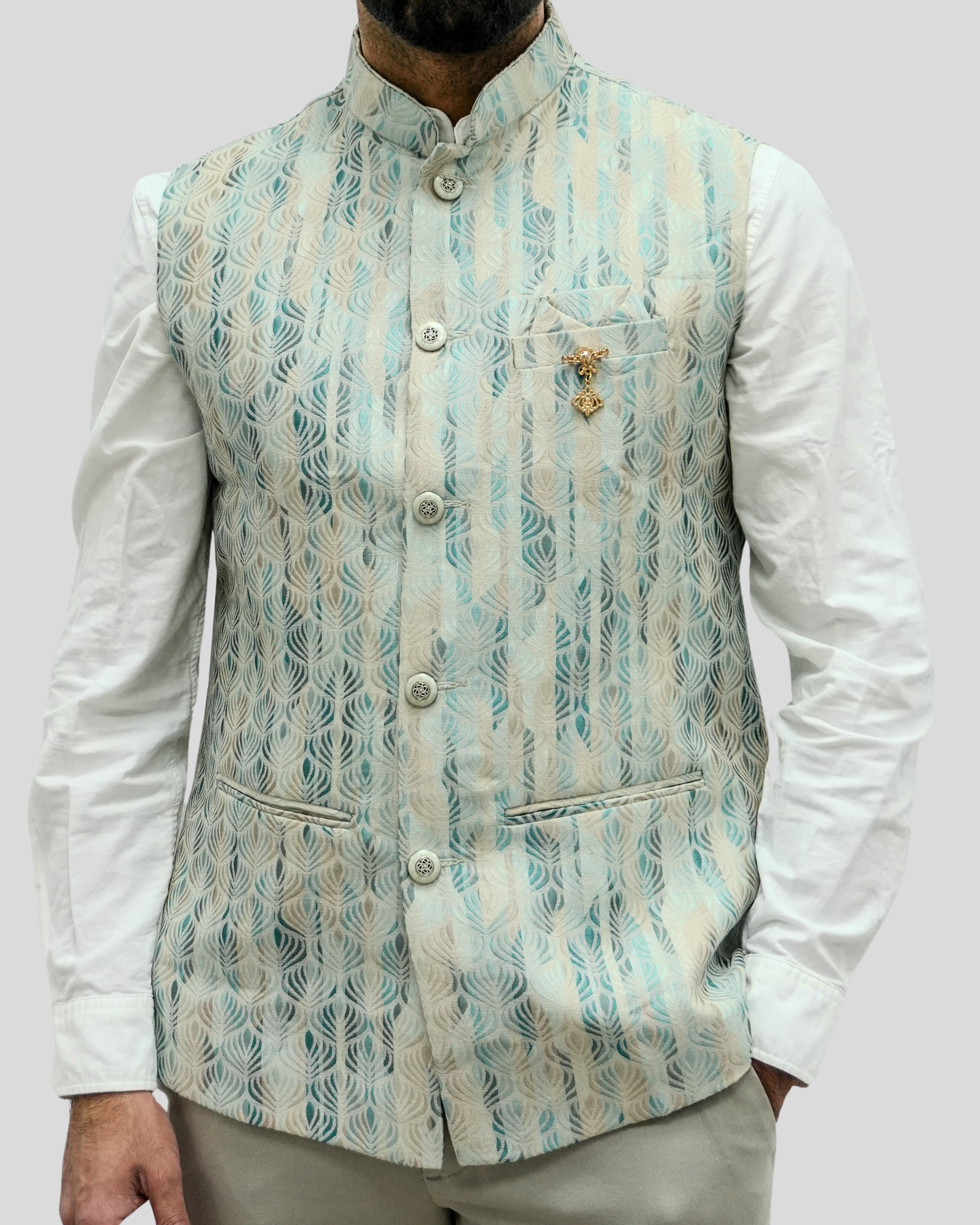 Heritage Ocean Blue Nehru Jacket