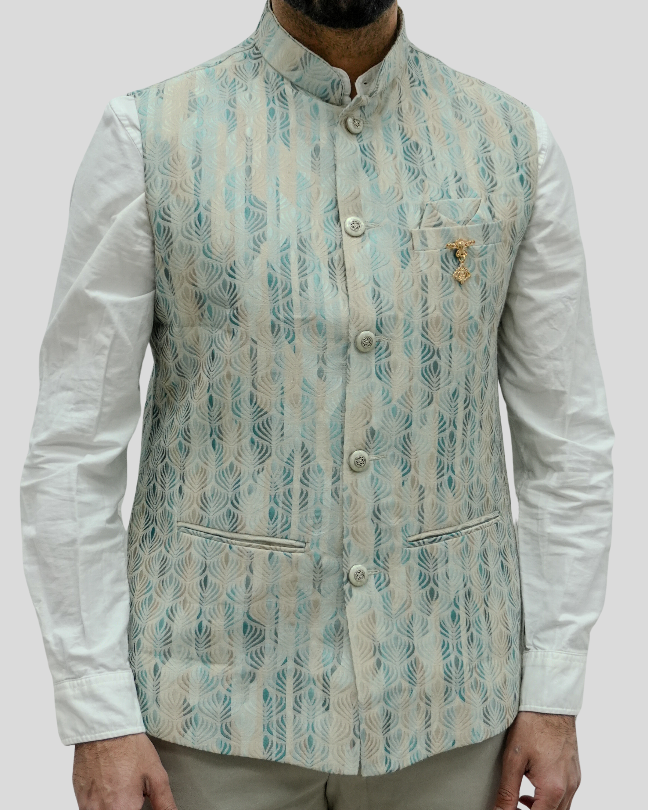 Heritage Ocean Blue Nehru Jacket