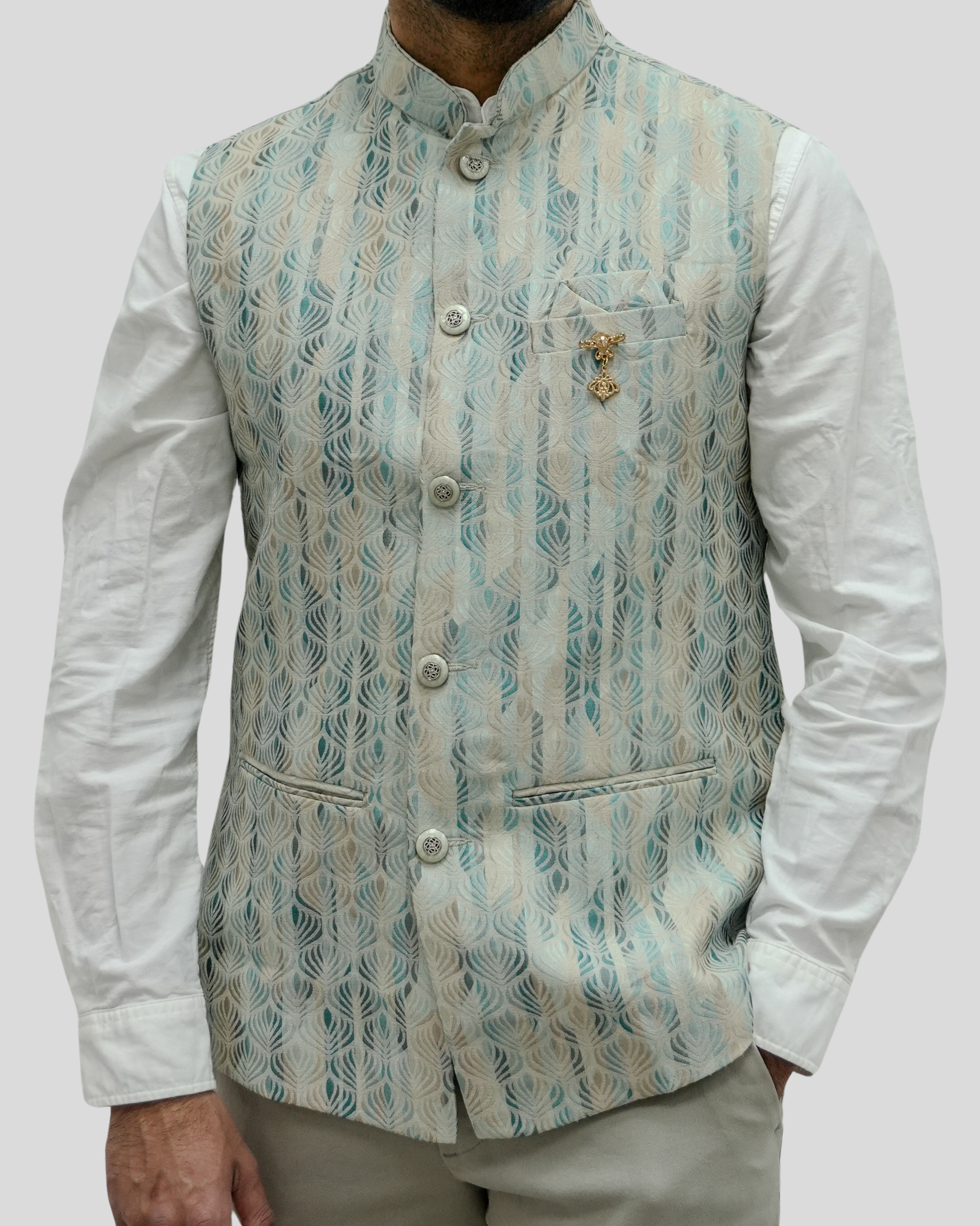 Heritage Ocean Blue Nehru Jacket