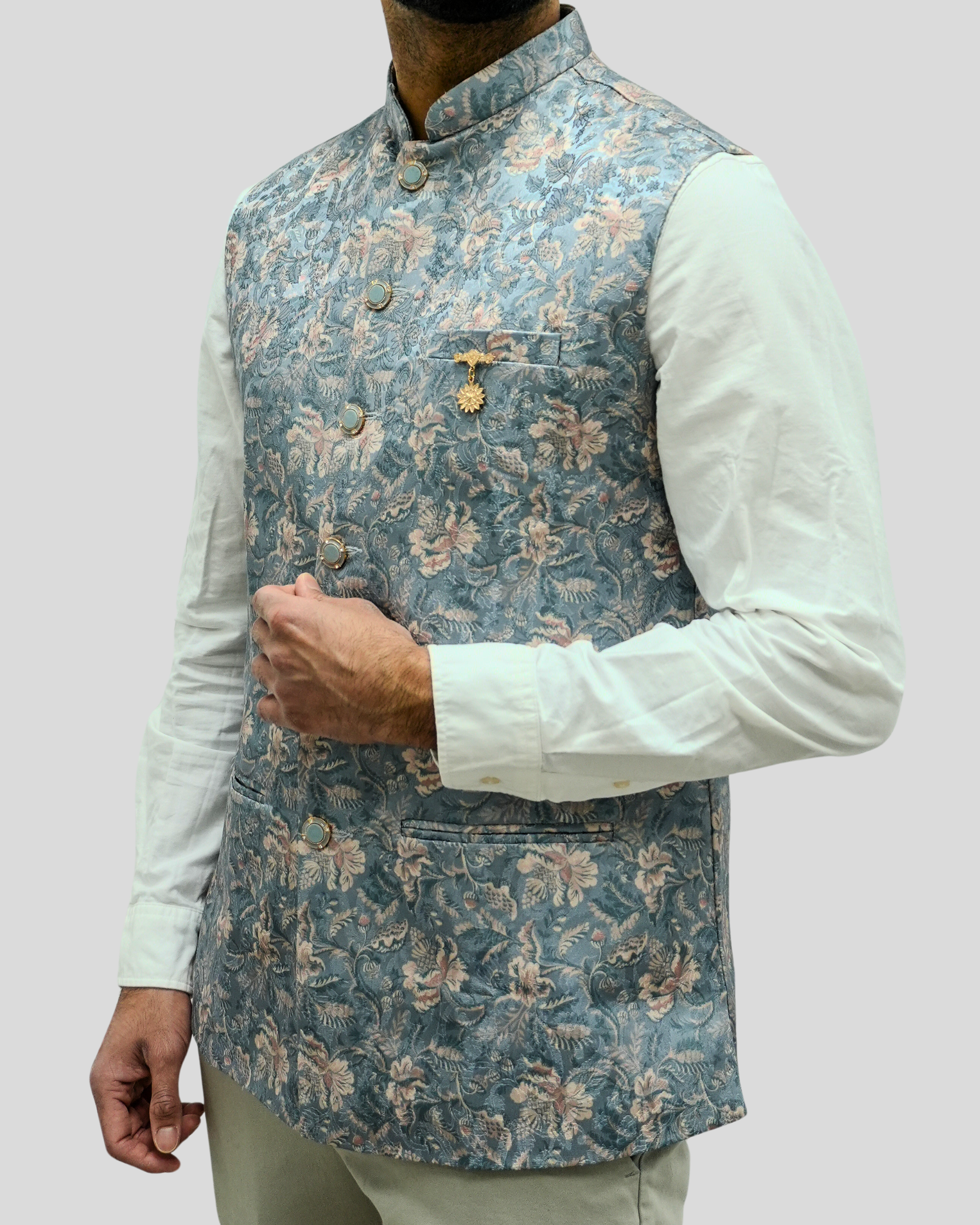 Vintage Sky Nehru Jacket