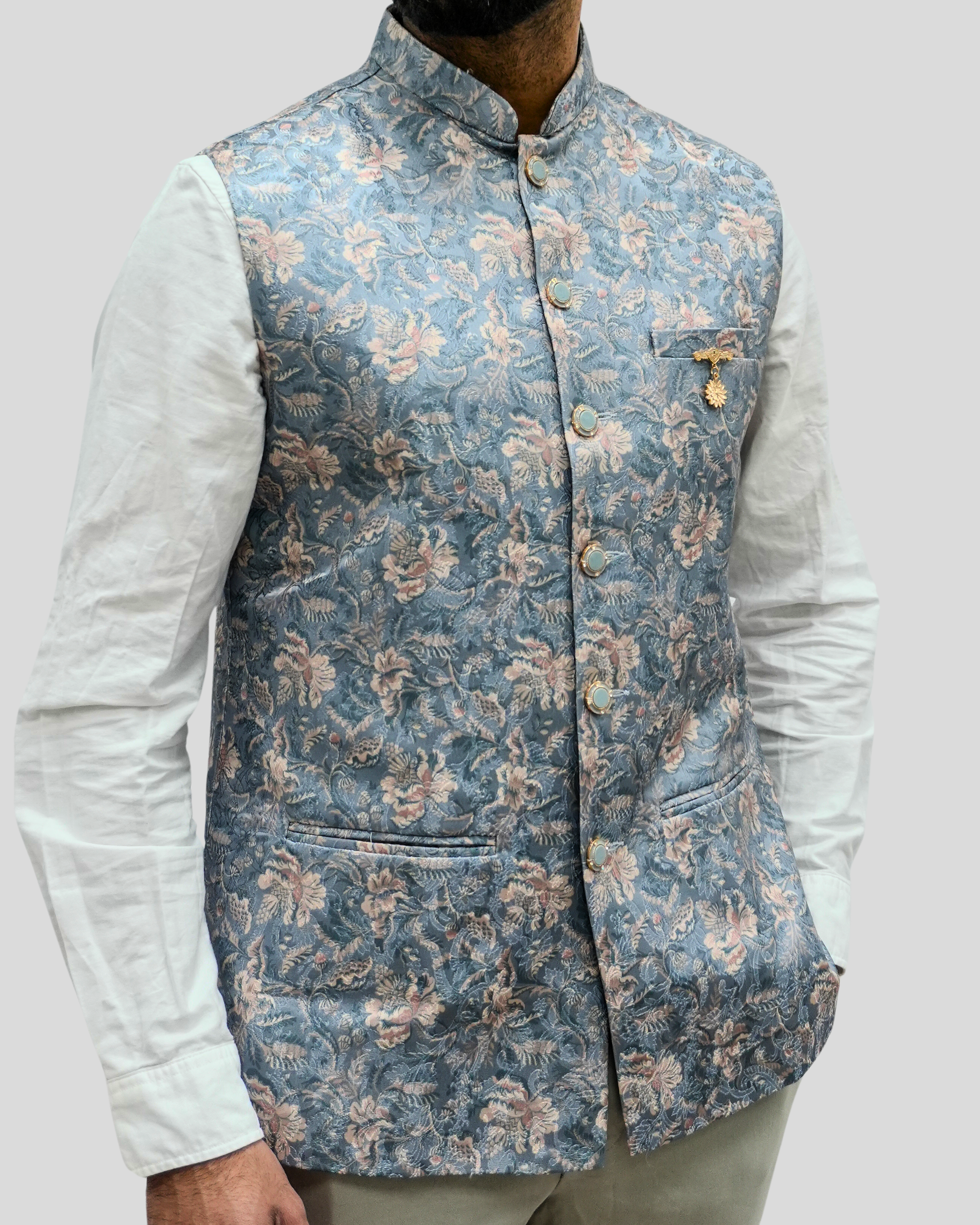 Vintage Sky Nehru Jacket