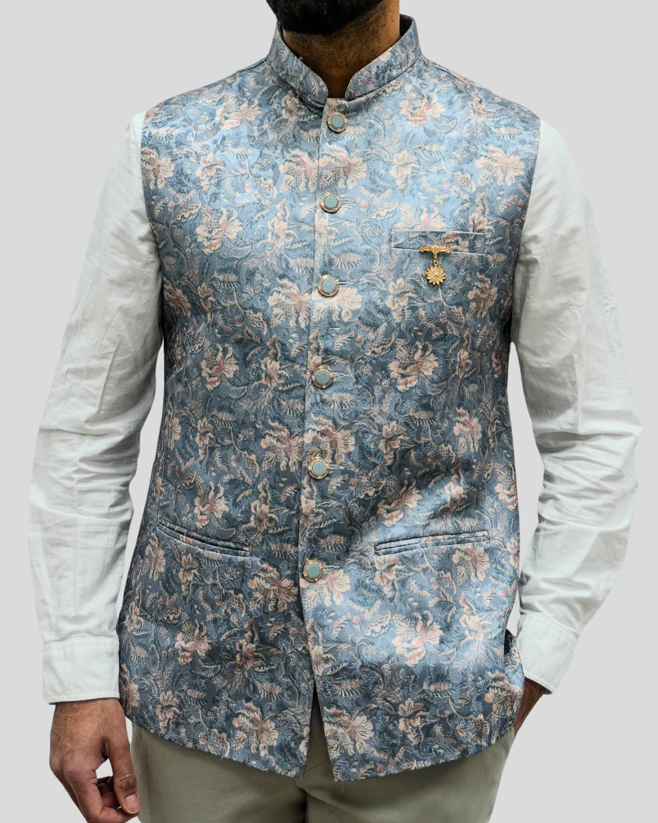 Vintage Sky Nehru Jacket