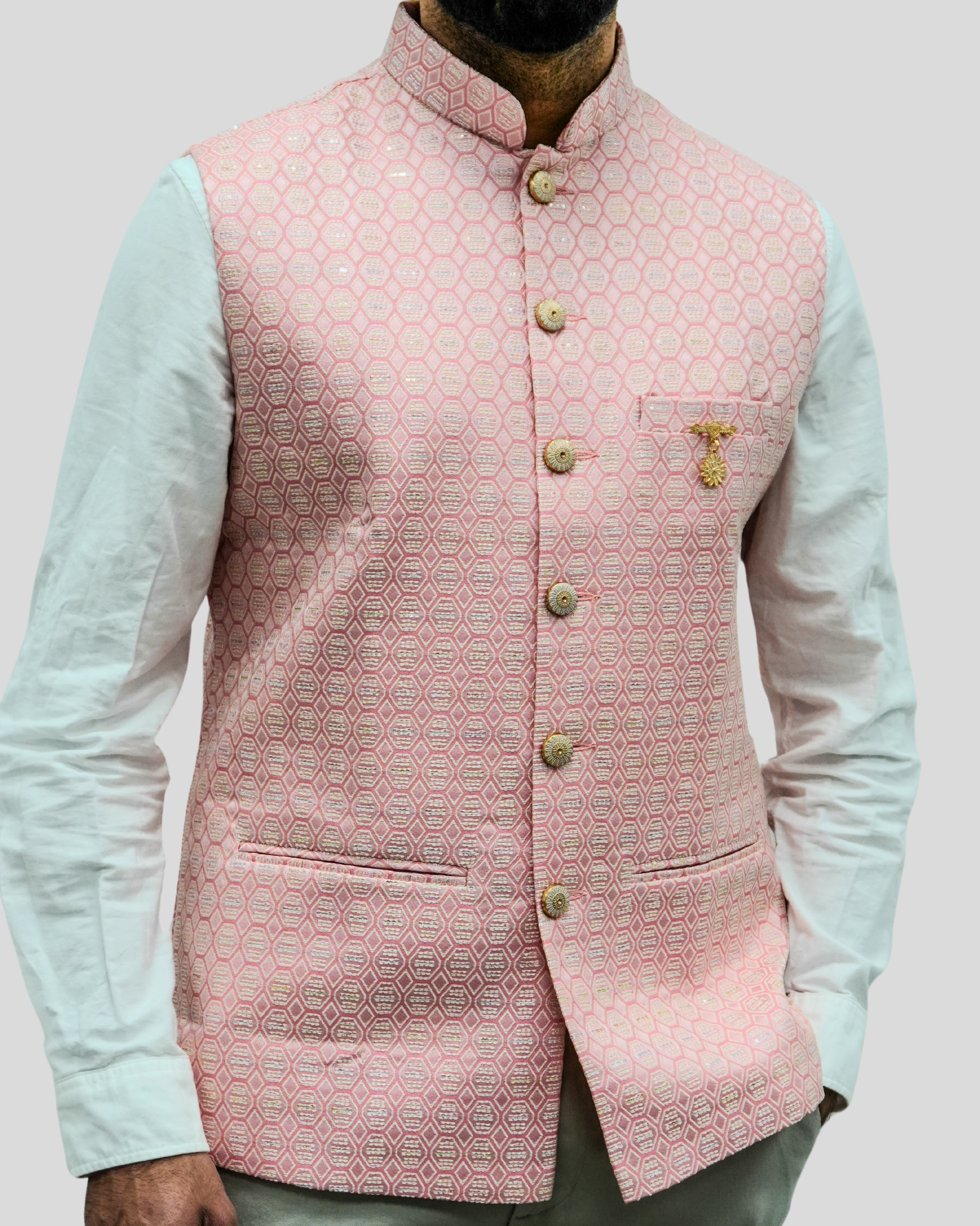 Pastel Pink Nehru Jacket