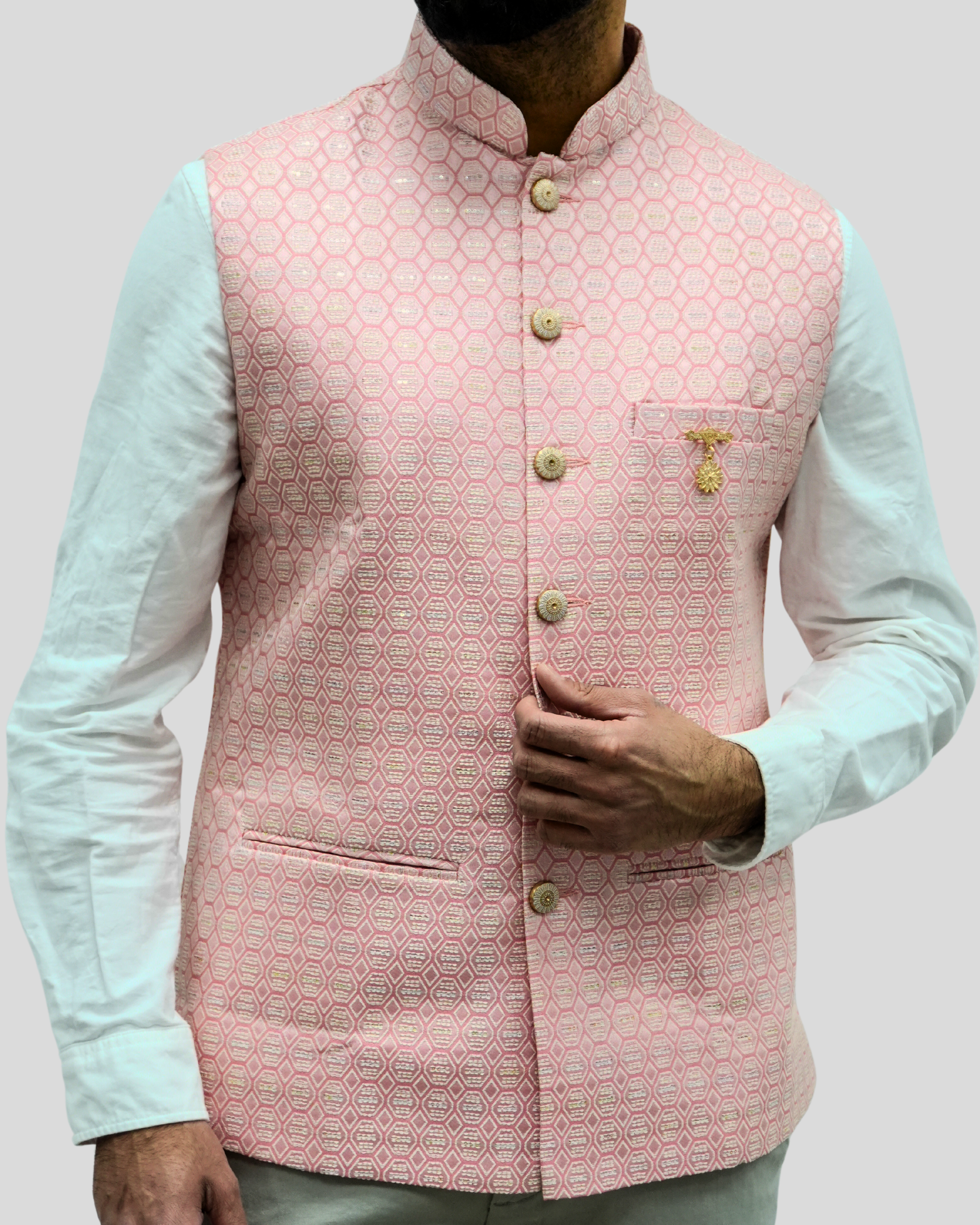 Pastel Pink Nehru Jacket