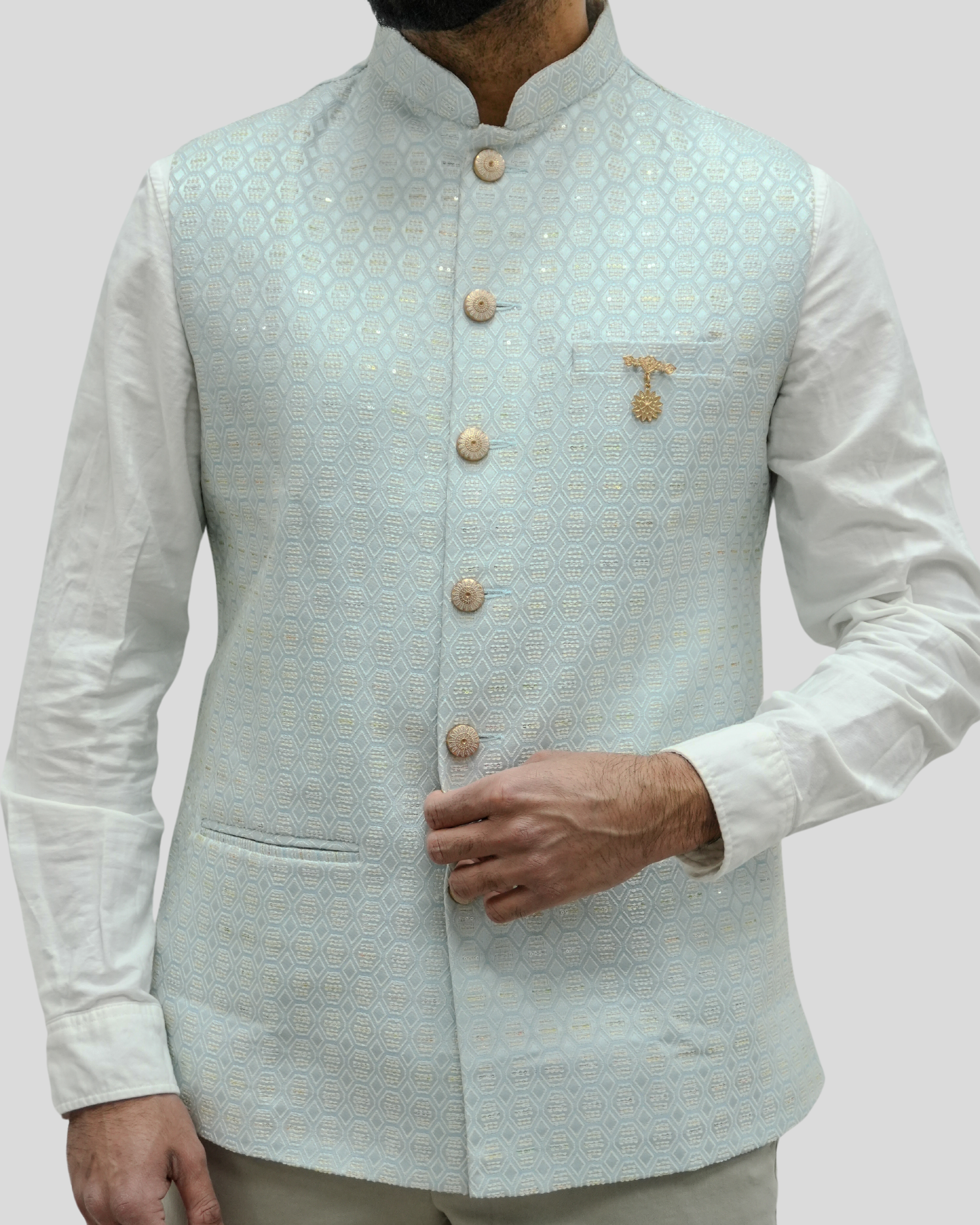 Pastel Blue Nehru Jacket