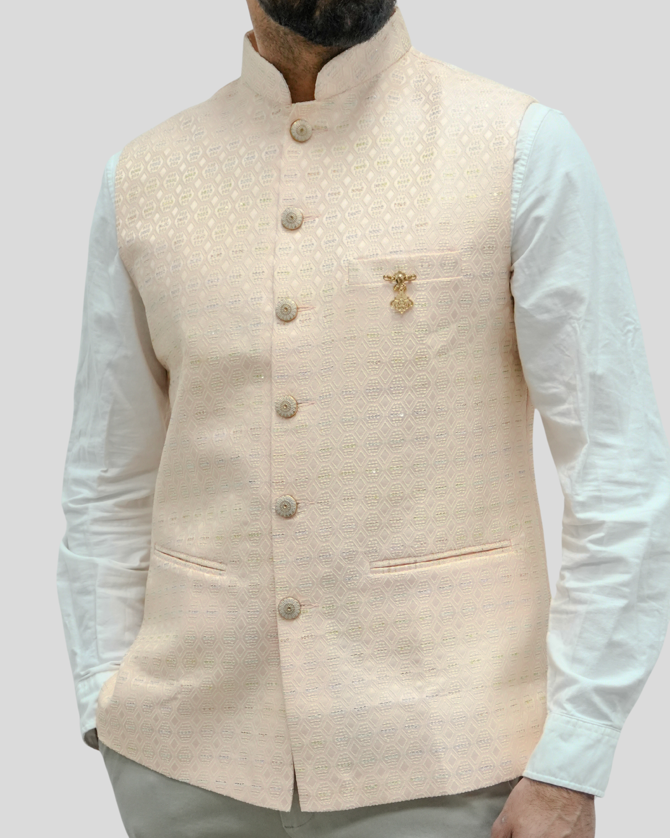 Pastel Peach Nehru Jacket