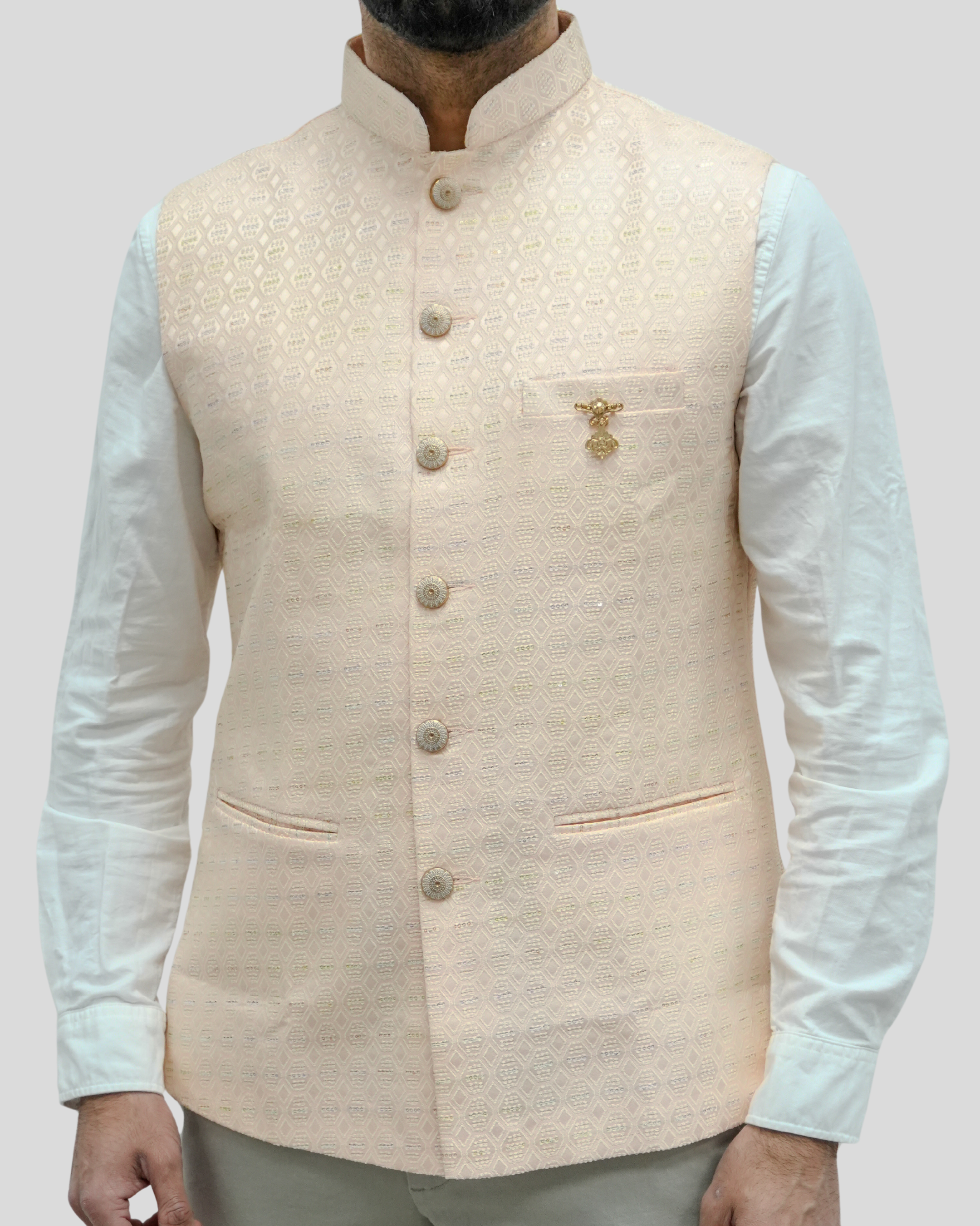 Pastel Peach Nehru Jacket