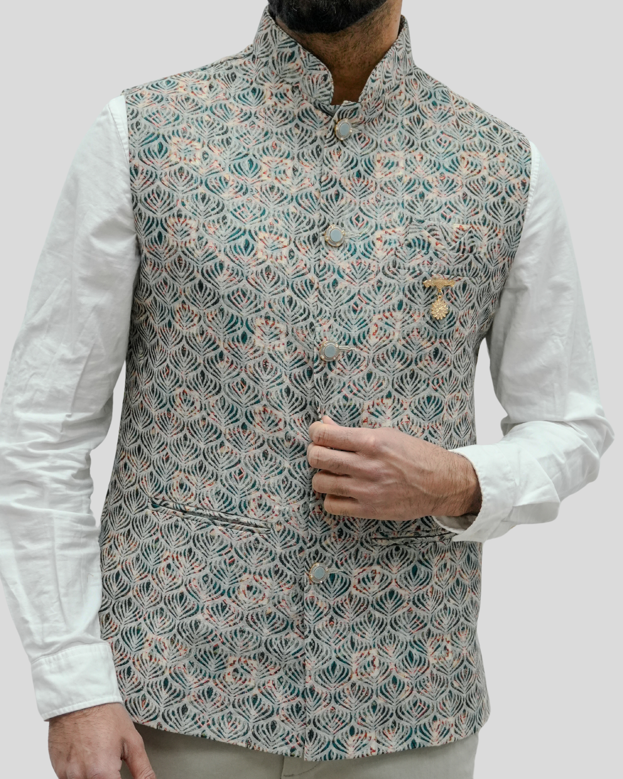 Heritage Sea Green Nehru Jacket