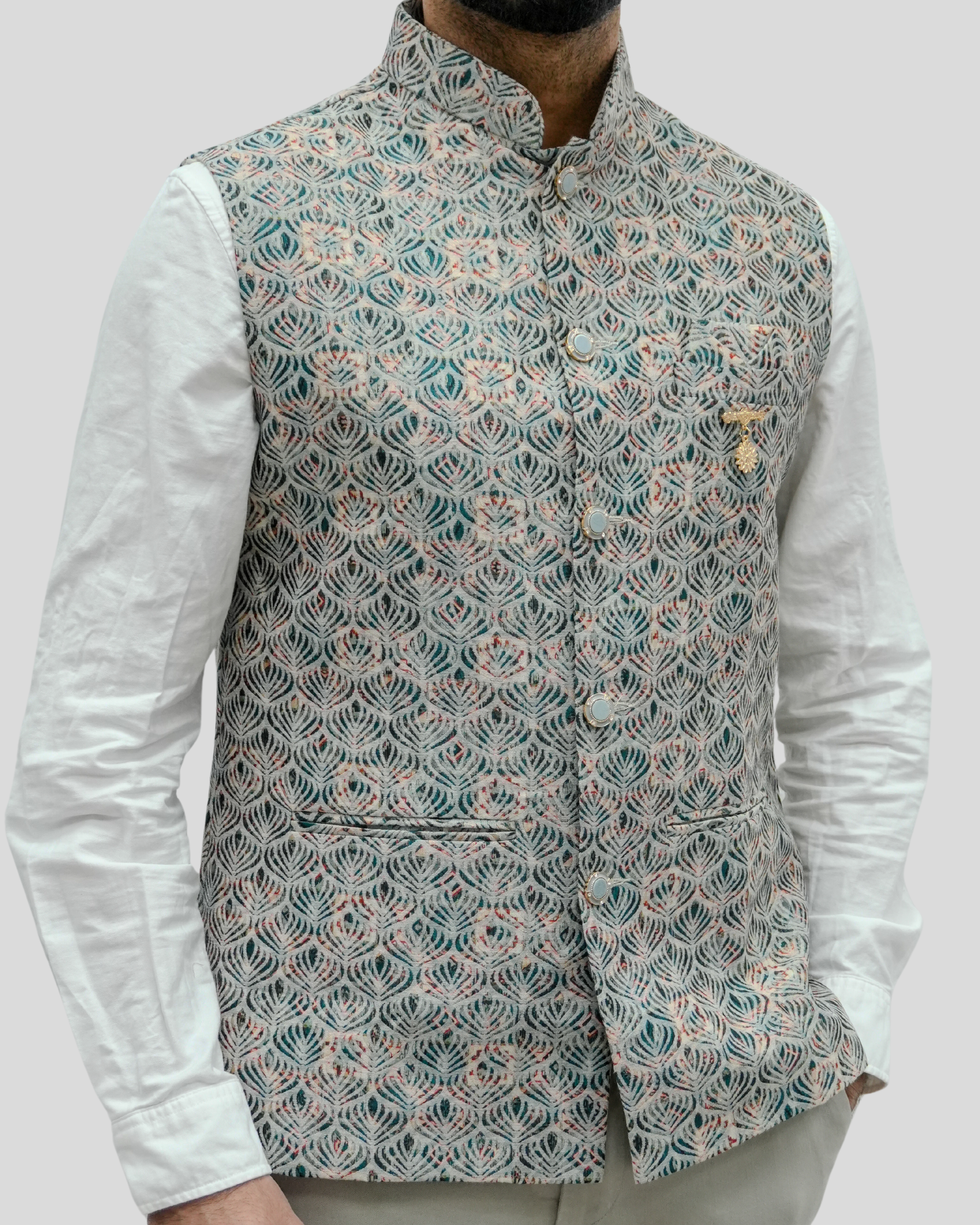 Heritage Sea Green Nehru Jacket