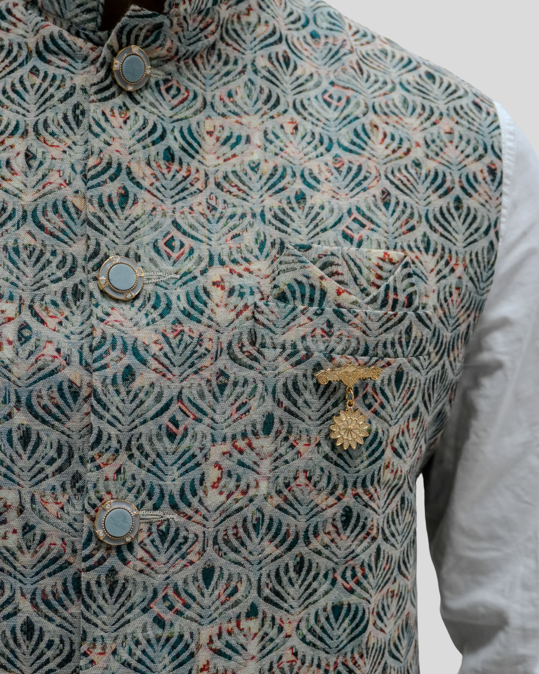 Heritage Sea Green Nehru Jacket